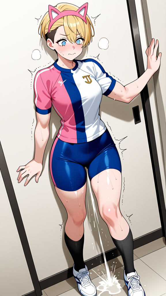 ピンク髪ショート筋肉質 潮吹き_アニメエロ画像 AI エロ画像