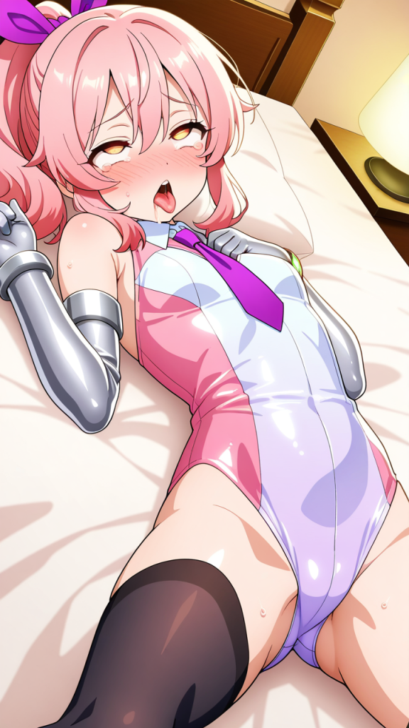 桜色ポニーテールむっちり アヘ顔・イキ顔_アニメエロ画像 AI エロ画像