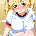 【エロ画像】茶髪ツインテール巨乳×体操服・ブルマ_AI_アニメエロ画像