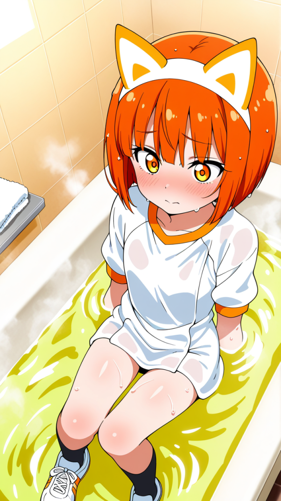 オレンジボブロリ体型 お風呂・入浴_アニメエロ画像 AI エロ画像