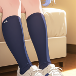 【エロ画像】青髪ツインおさげ細身長身×足コキ_AI_アニメエロ画像