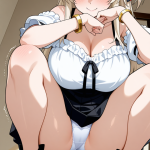 【エロ画像】プラチナブロンドハーフアップむ×バイブ責め_AI_アニメエロ画像