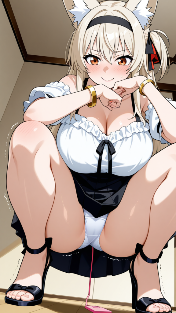 プラチナブロンドハーフアップむ バイブ責め_アニメエロ画像 AI エロ画像