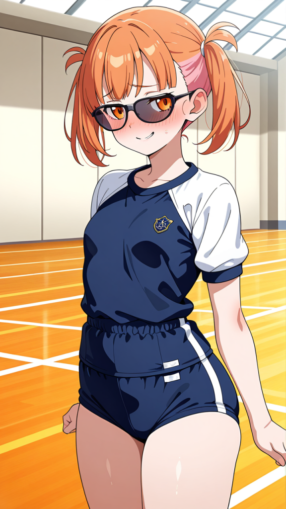 ピンク髪刈り上げショート巨乳 体操服・ブルマ_アニメエロ画像 AI エロ画像