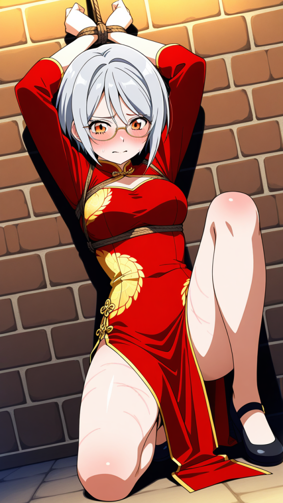 銀髪ロールツインテール巨乳 縛り・拘束_アニメエロ画像 AI エロ画像