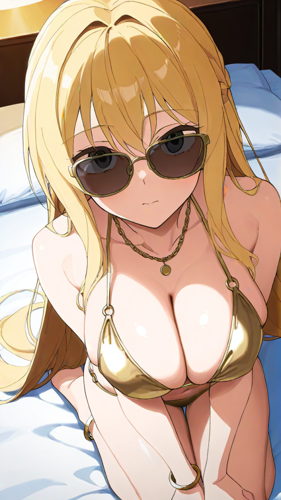 金髪セミロング細身長身 パイズリ_アニメエロ画像 AI エロ画像