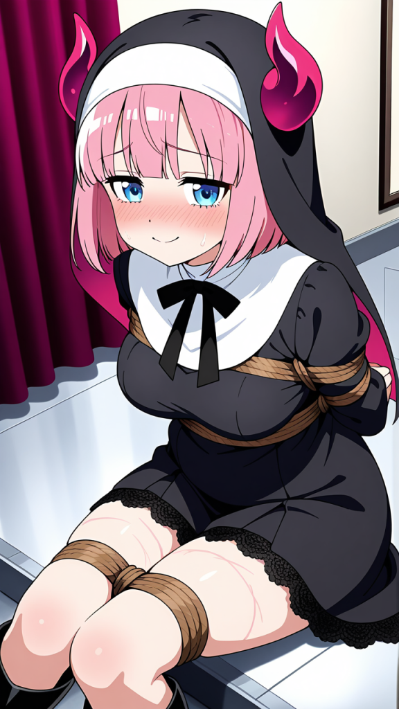 桜色ボブウェーブむっちり 縛り・拘束_アニメエロ画像 AI エロ画像