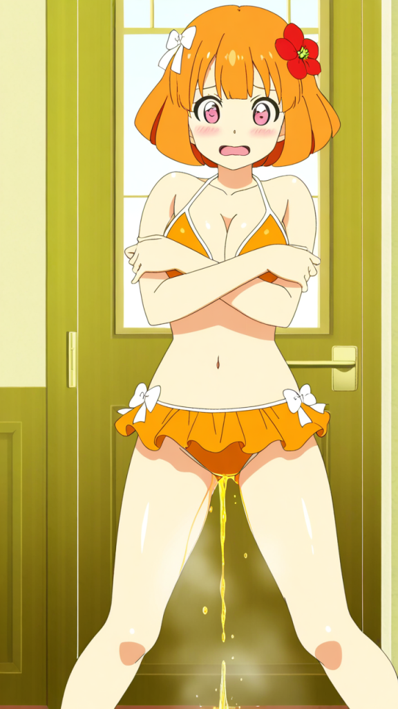 オレンジ外ハネボブグラマラス おしっこ・放尿_アニメエロ画像 AI エロ画像