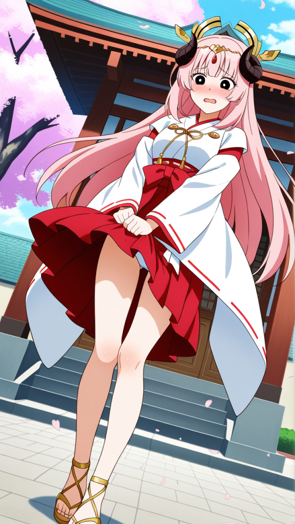桜色アップ細身長身 野外露出_アニメエロ画像 AI エロ画像