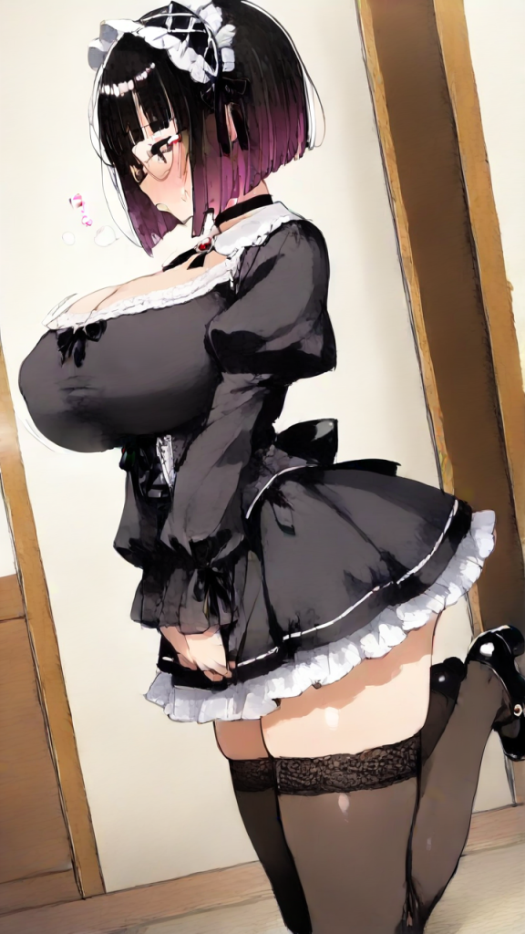 黒青グラデボブ巨乳ゴスロリ 巨乳・爆乳_アニメエロ画像 AI エロ画像