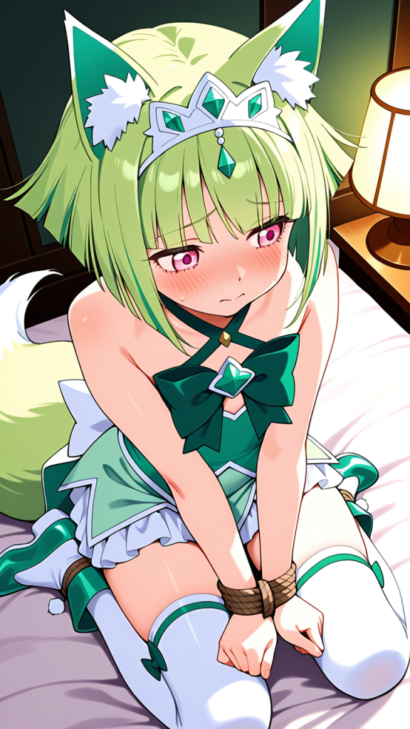 緑髪外ハネボブロリ 手縛り・拘束_アニメエロ画像 AI エロ画像