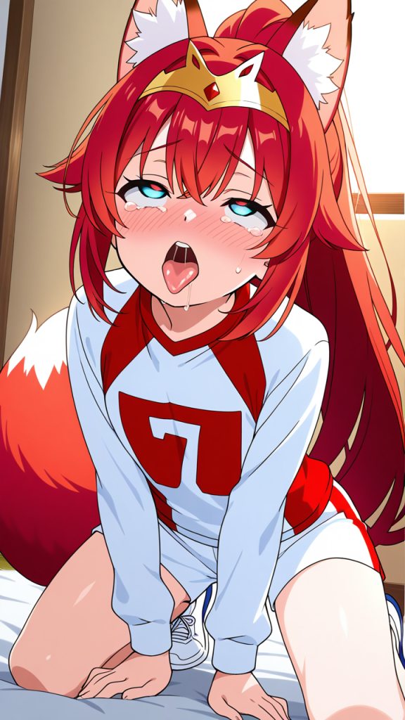 赤髪ハイポニーテールロリ アヘ顔・イキ顔_アニメエロ画像 AI エロ画像