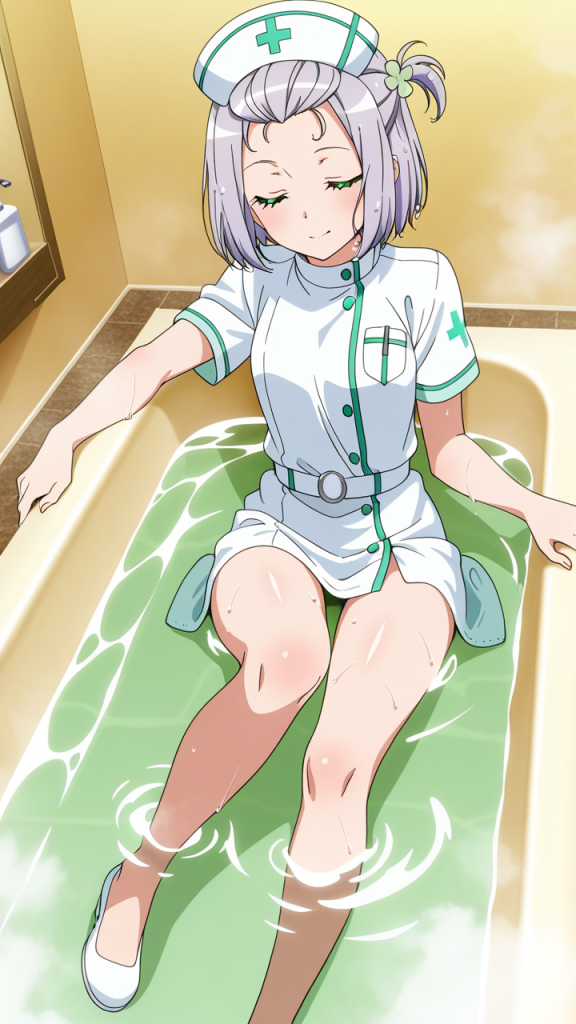 グレーボブスレンダーナース お風呂・入浴_アニメエロ画像 AI エロ画像