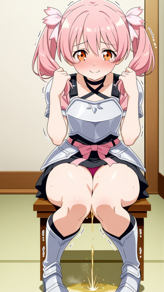 桜色ツインテール長身細身 おしっこ・放尿_アニメエロ画像 AI エロ画像