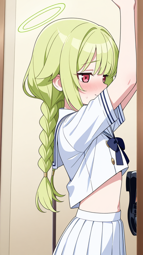 ライム三つ編み貧乳小柄 貧乳・微乳_アニメエロ画像 AI エロ画像