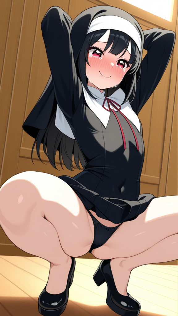 黒髪ハーフアップ貧乳長身 バック・後背位_アニメエロ画像 AI エロ画像