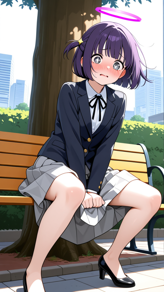 紫髪ボブむっちり小柄 野外露出_アニメエロ画像 AI エロ画像