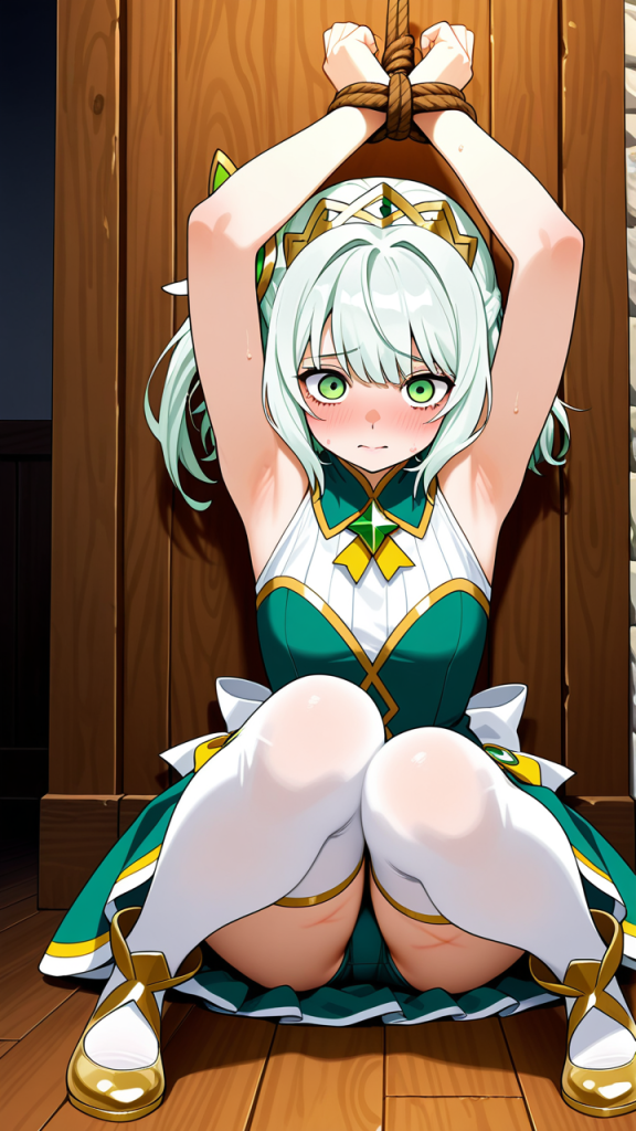 白髪ハーフアップグラマラス 縛り・拘束_アニメエロ画像 AI エロ画像
