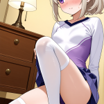 【エロ画像】プラチナ髪ハイポニー筋肉質×くぱぁ・大開脚_AI_アニメエロ画像
