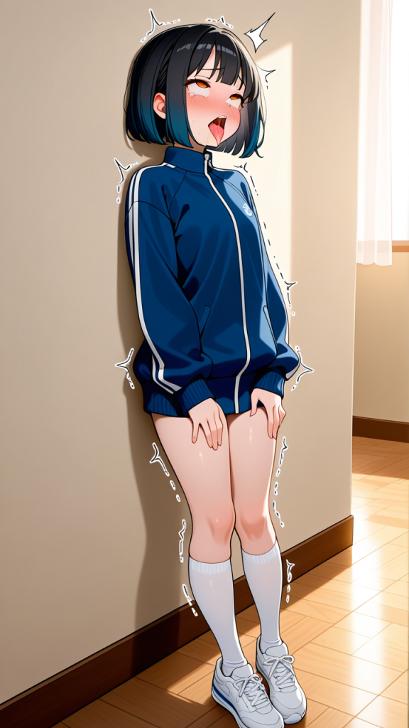 黒青グラデーションボブむっちり アヘ顔・イキ顔_アニメエロ画像 AI エロ画像