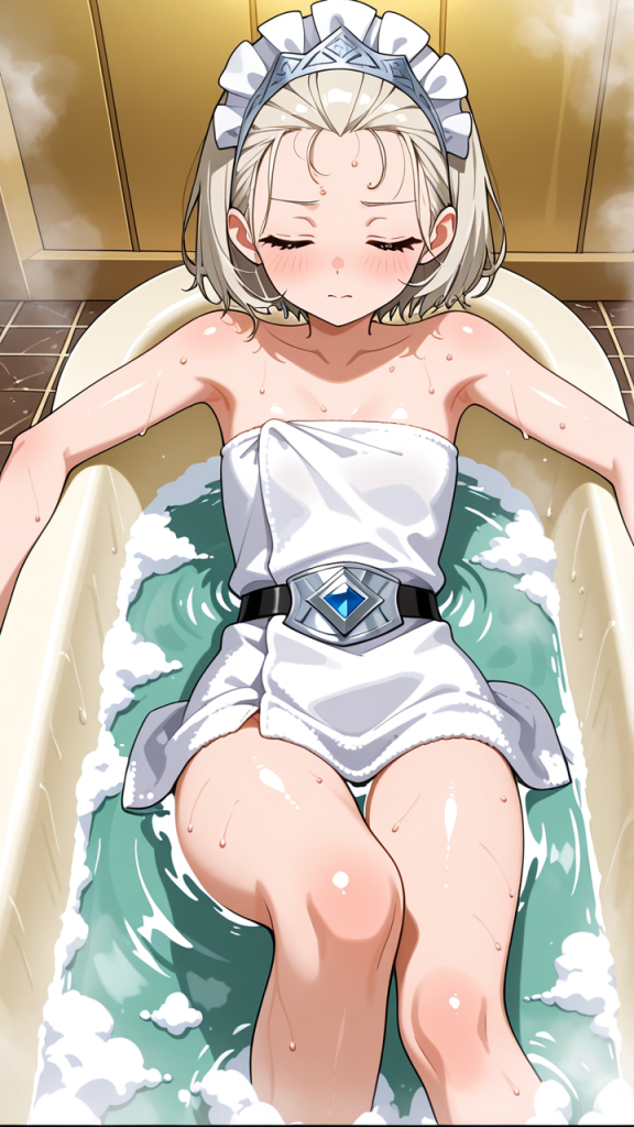 プラチナ短髪むっちり小柄 お風呂・入浴_アニメエロ画像 AI エロ画像