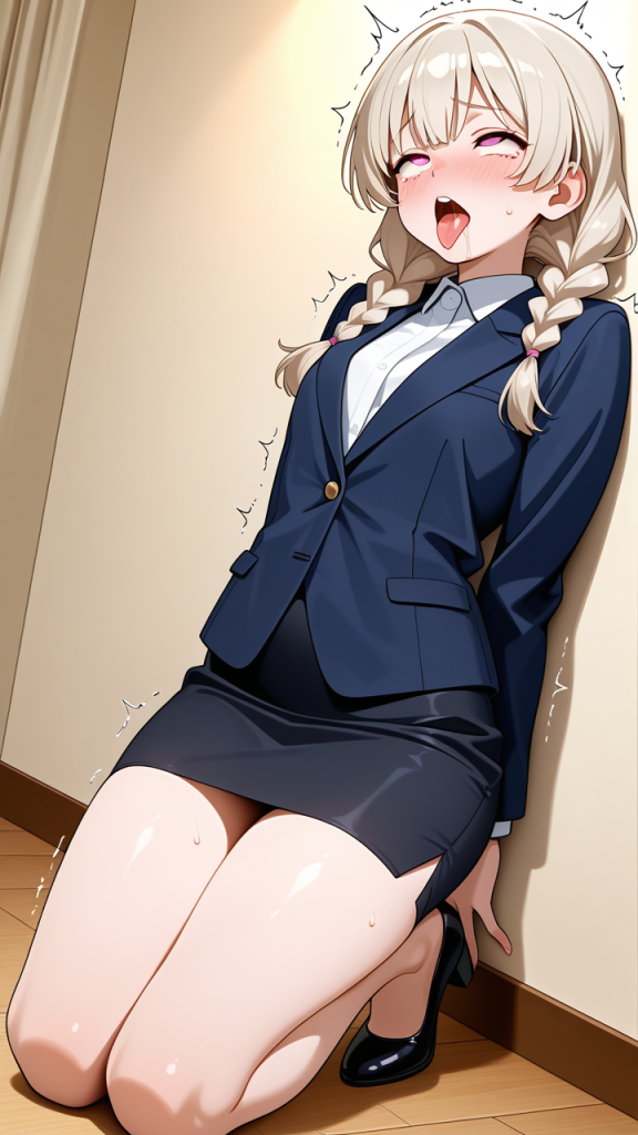 プラチナツインおさげむっちり アヘ顔・イキ顔_アニメエロ画像 AI エロ画像