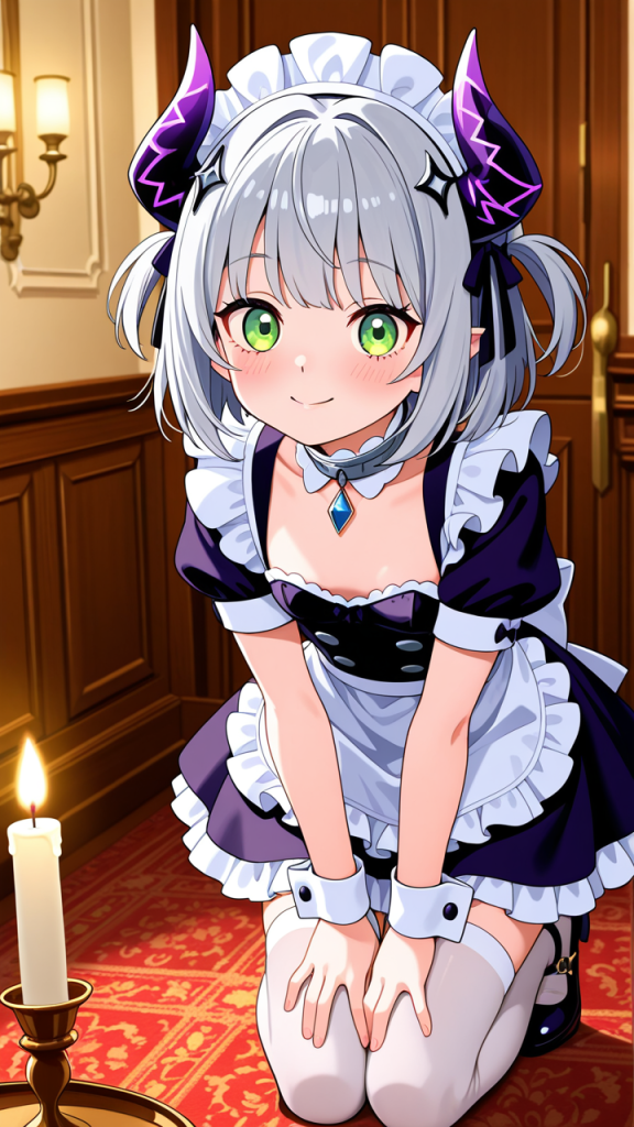 グレーボブロリ悪魔 メイド服_アニメエロ画像 AI エロ画像