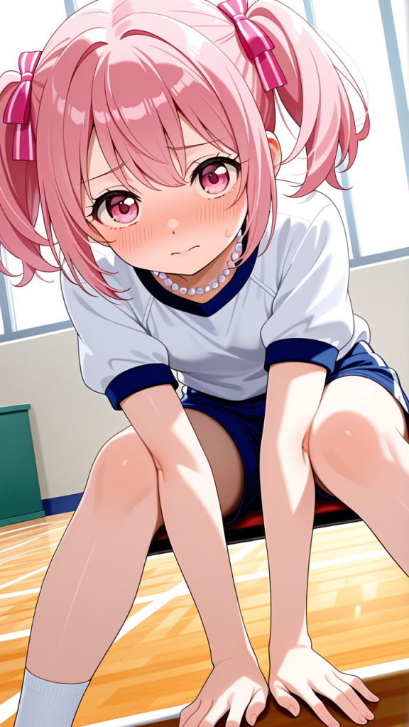 桜色ロールツインテールむっちり 体操服・ブルマ_アニメエロ画像 AI エロ画像