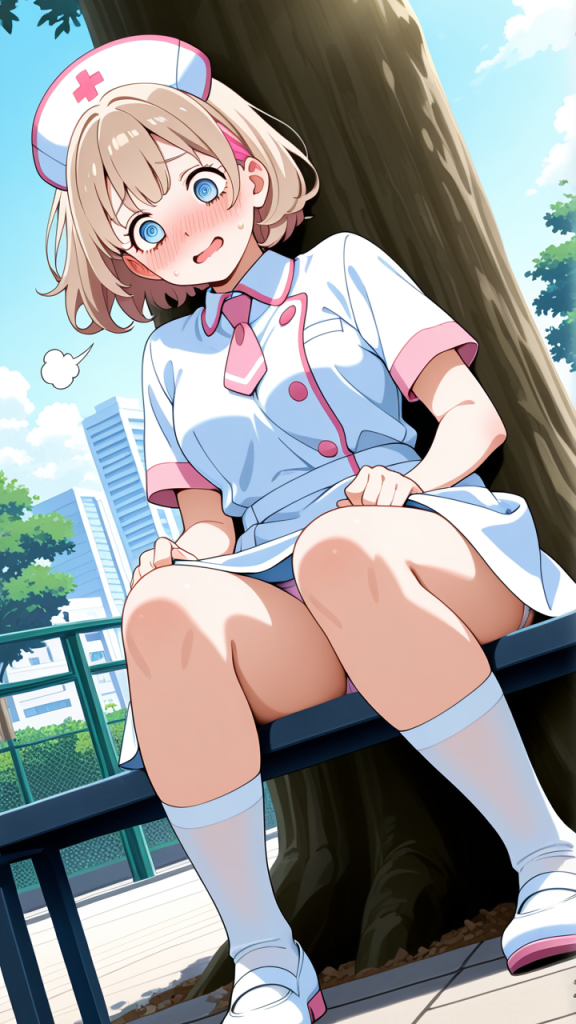 茶髪刈り上げショートむっちり 野外露出_アニメエロ画像 AI エロ画像