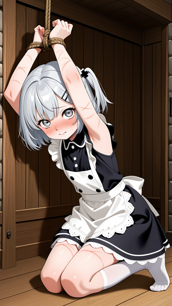 ピンク髪ショートロリ巨乳 縛り・拘束_アニメエロ画像 AI エロ画像