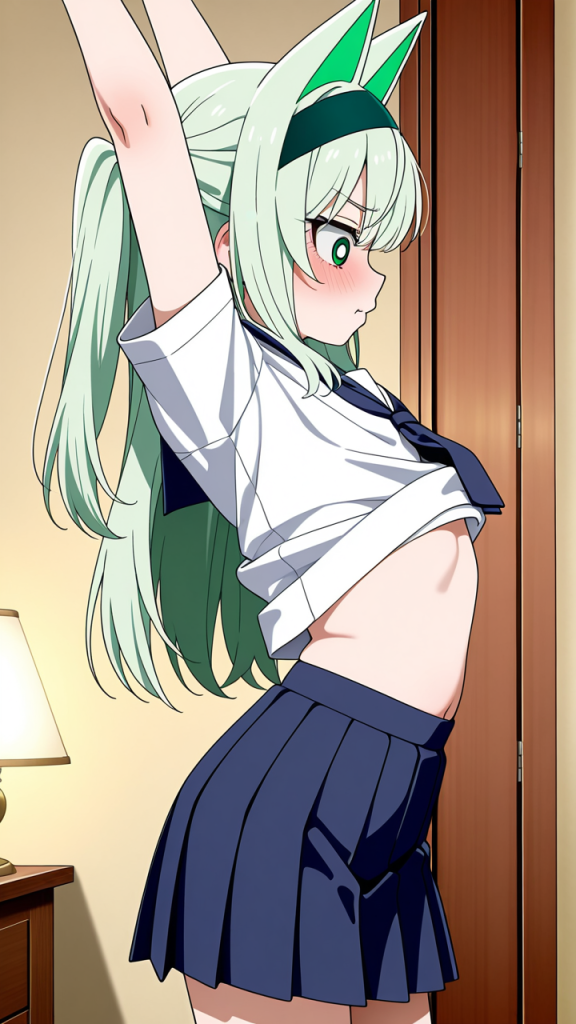 赤髪セミロング貧乳長身 貧乳・微乳_アニメエロ画像 AI エロ画像