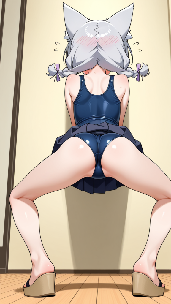 グレーツインおさげ貧乳長身 バック・後背位_アニメエロ画像 AI エロ画像