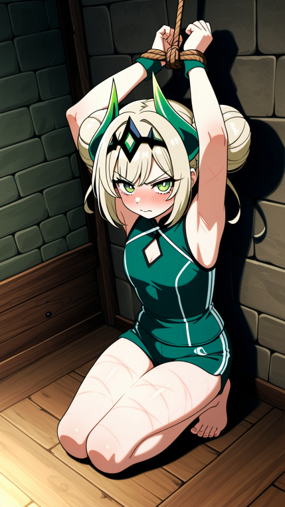 プラチナお団子細身長身 縛り・拘束_アニメエロ画像 AI エロ画像