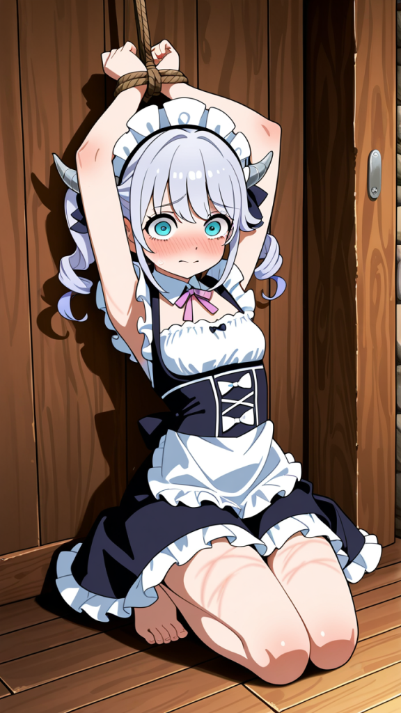 水色ショート貧乳小柄 縛り・拘束_アニメエロ画像 AI エロ画像