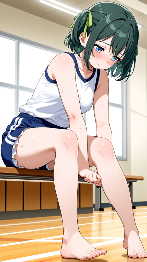 緑髪ショートむっちり 体操服・ブルマ_アニメエロ画像 AI エロ画像
