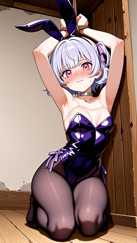 黒髪くせ毛ショート貧乳小柄 縛り・拘束_アニメエロ画像 AI エロ画像