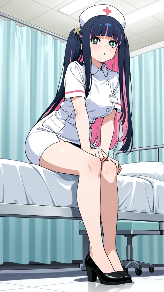 グレーウェーブロンググラマラス ナース服_アニメエロ画像 AI エロ画像