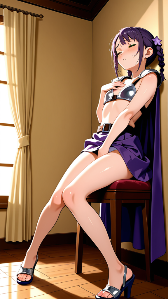 紫髪ツインおさげ貧乳 オナニー・自慰_アニメエロ画像 AI エロ画像