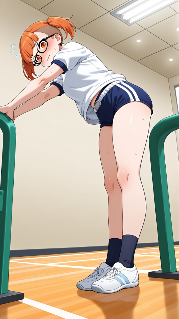 黒青グラデーション刈り上げグラ 体操服・ブルマ_アニメエロ画像 AI エロ画像