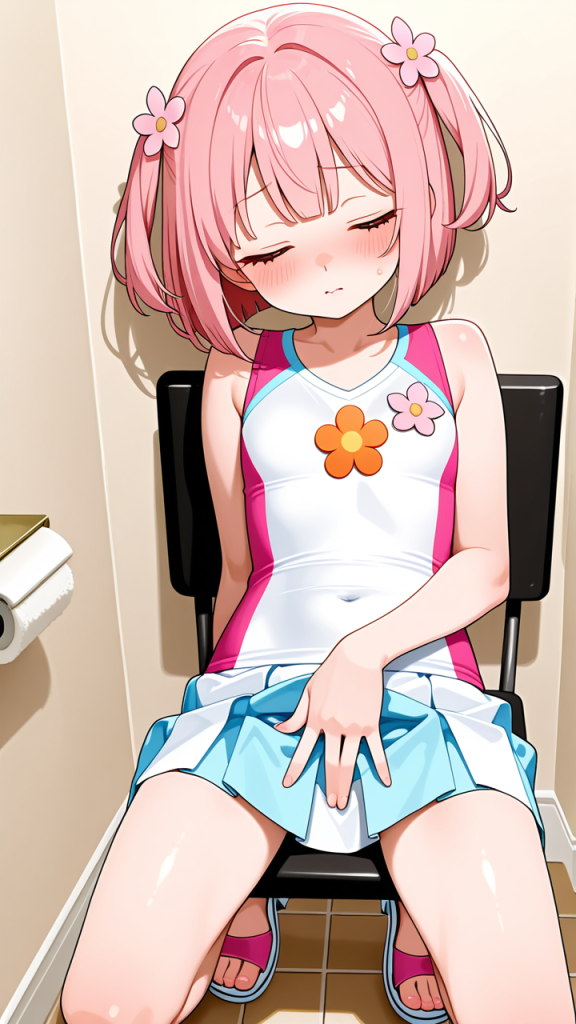 ピンク髪外ハネボブロリ体型 オナニー・自慰_アニメエロ画像 AI エロ画像