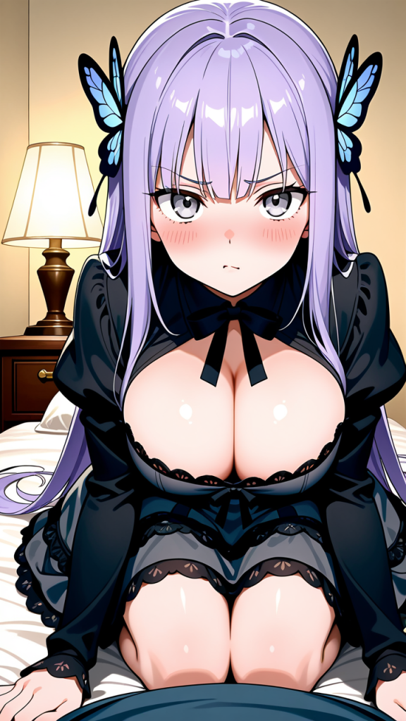 紫髪ロングストレート巨乳 パイズリ_アニメエロ画像 AI エロ画像