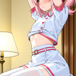 【エロ画像】茶髪ロールツインテール巨乳×貧乳・微乳_AI_アニメエロ画像