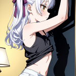 【エロ画像】白髪内巻きセミロング貧乳長身×貧乳・微乳_AI_アニメエロ画像