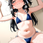 【エロ画像】黒髪ハーフアップむっちり小柄×潮吹き_AI_アニメエロ画像