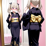 【エロ画像】プラチナ金髪ツインテールロリ×鏡越し_AI_アニメエロ画像