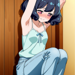 【エロ画像】水色ボブ貧乳小柄×手縛り・拘束_AI_アニメエロ画像
