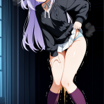 【エロ画像】紫髪セミロング貧乳小柄×おしっこ・放尿_AI_アニメエロ画像
