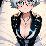 【エロ画像】白髪くせ毛ショート貧乳小柄×パイズリ_AI_アニメエロ画像