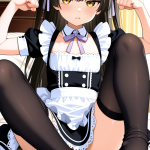 【エロ画像】茶髪セミロング貧乳メイド×足コキ_AI_アニメエロ画像