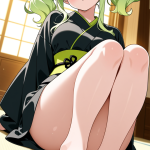 【エロ画像】ライム色ツインテール豊満×足コキ_AI_アニメエロ画像
